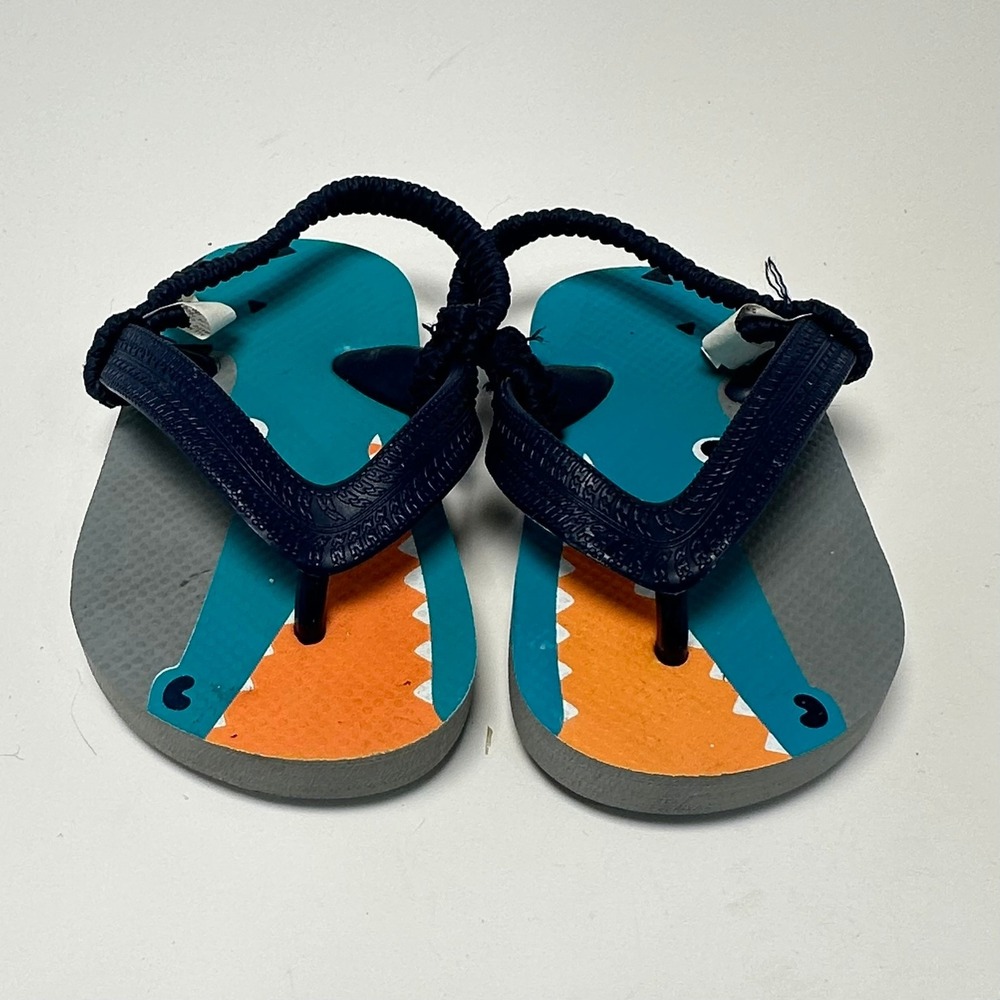 The Childrens Place Toddler Alligator Flip Flops Teal Orange Size 4/5 J2021